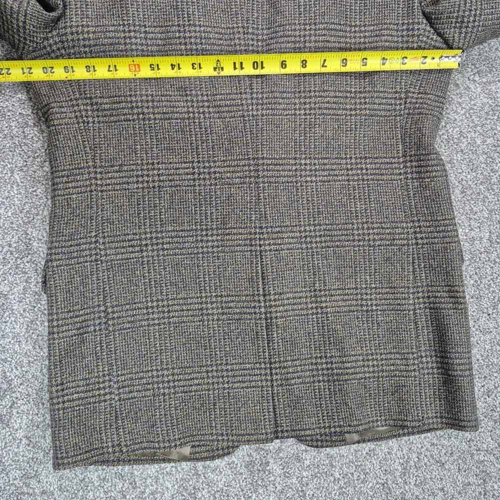E. Thomas Nordstrom Wool Cashmere Blazer Mens 38R Brown Glen Plaid Sport Coat